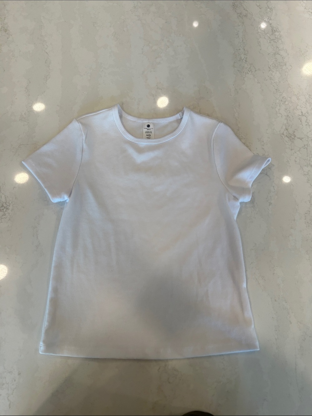 Yogalicious Kids Short Sleeve Ribbed Tee in Light Cream